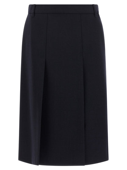 Prada Blue Virgin Wool Midi Skirt