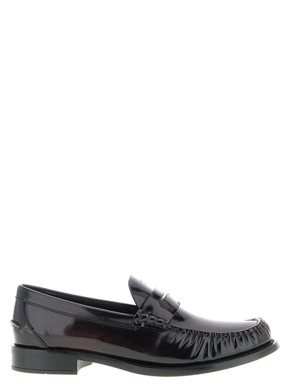 Prada Bordeaux Calfskin Slip-On Loafers