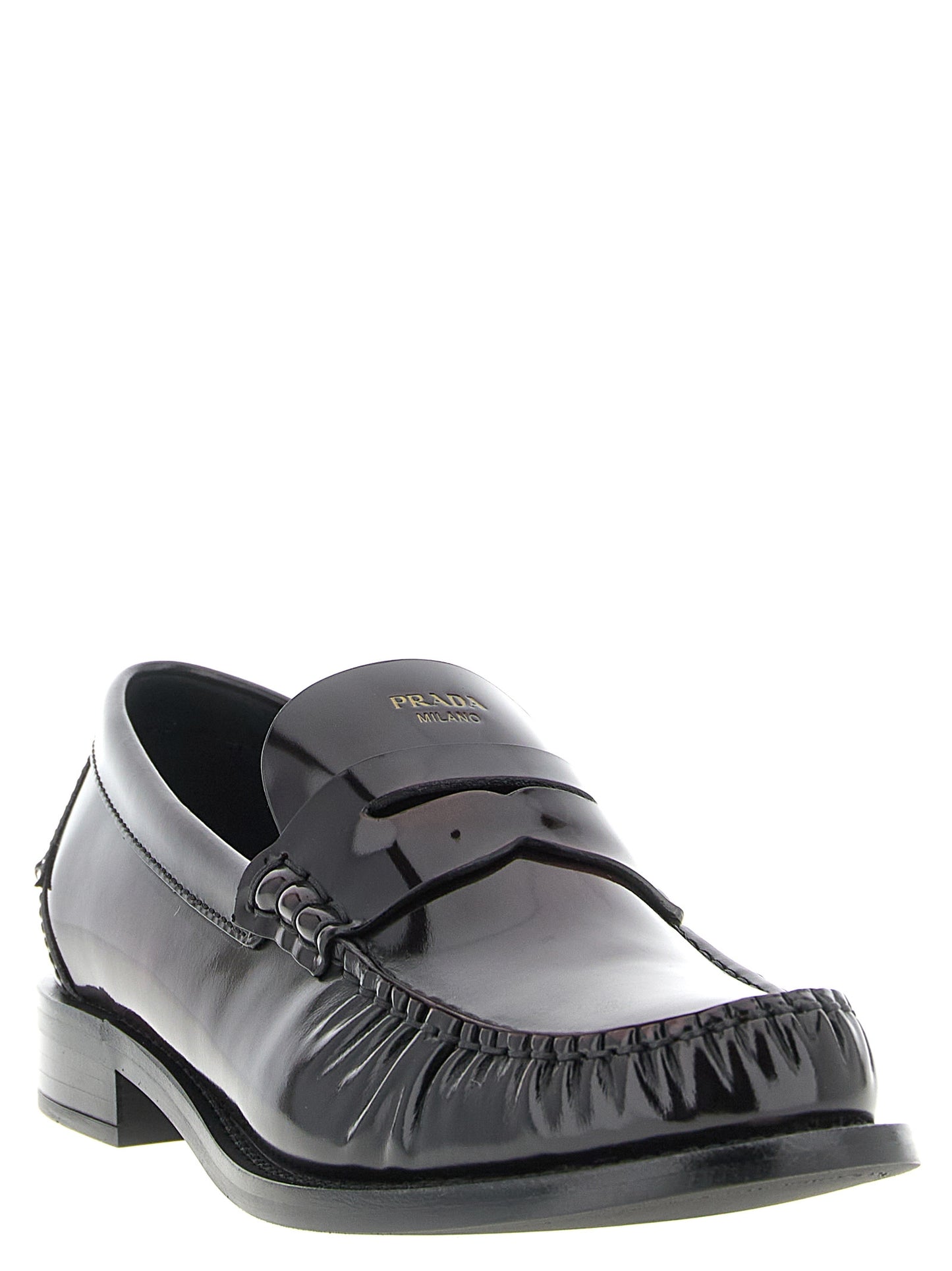 Prada Bordeaux Calfskin Slip-On Loafers