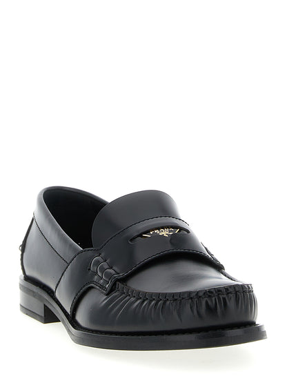 Prada Black Calfskin Slip-On Loafers