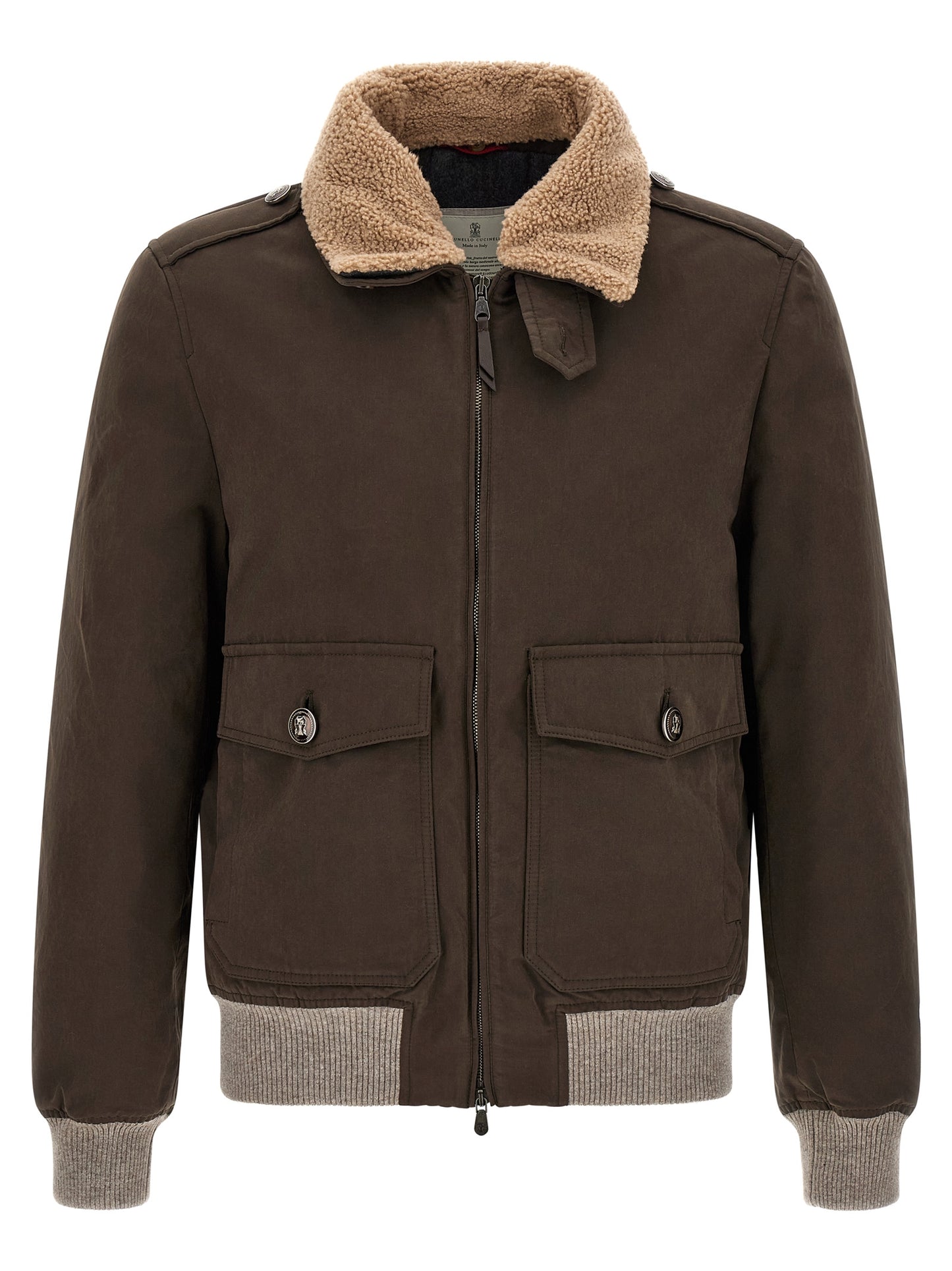 Brunello Cucinelli Brown Cotton Bomber