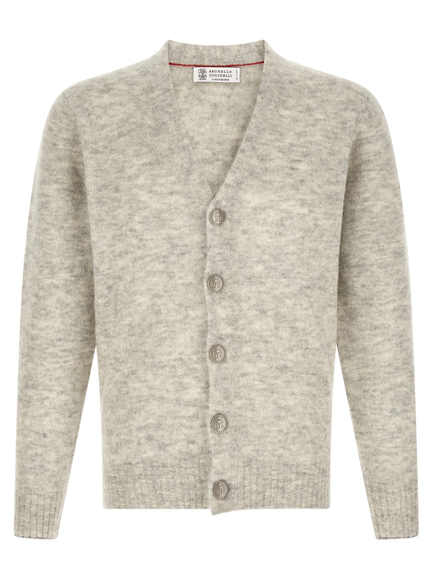 Brunello Cucinelli Gray Alpaca Leather Cardigan