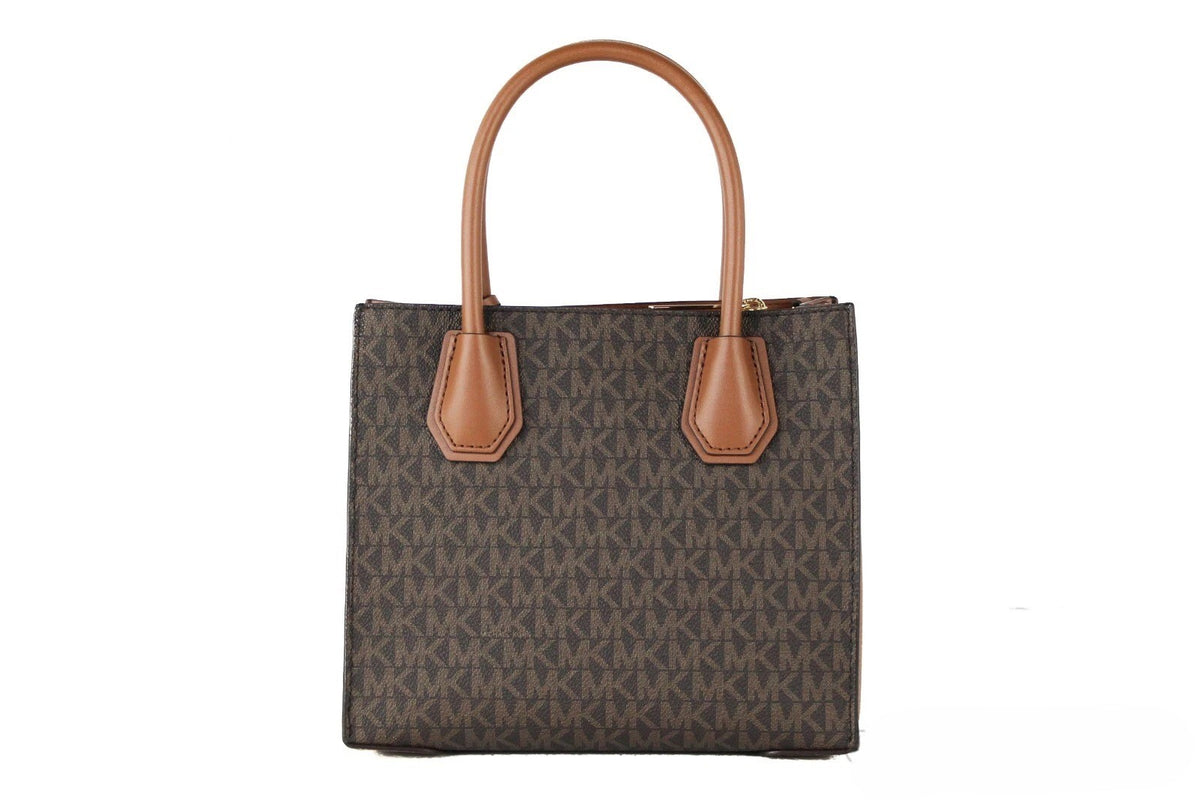 Medium Crossbody Handbag by Michael Kors for women in leather brown, gold & patterned features an multi-faceted design with a secure , ample , and versatile crossbody-strap, handle & detachable-strap for a multi-faceted finish.