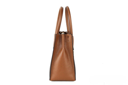 Medium Crossbody Handbag by Michael Kors for women in leather brown, gold & patterned features a transformative elegance silhouette, showcasing a secure , organized , and versatile crossbody-strap, handle & detachable-strap for a transformative elegance look.
