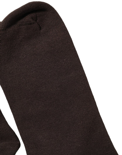 Socks by Dolce & Gabbana for women in calf leather & cotton brown features a contemporary knit construction, showcasing the sophisticated design of this Women's Calf Leather & Cotton Socks with its contemporary finish.
