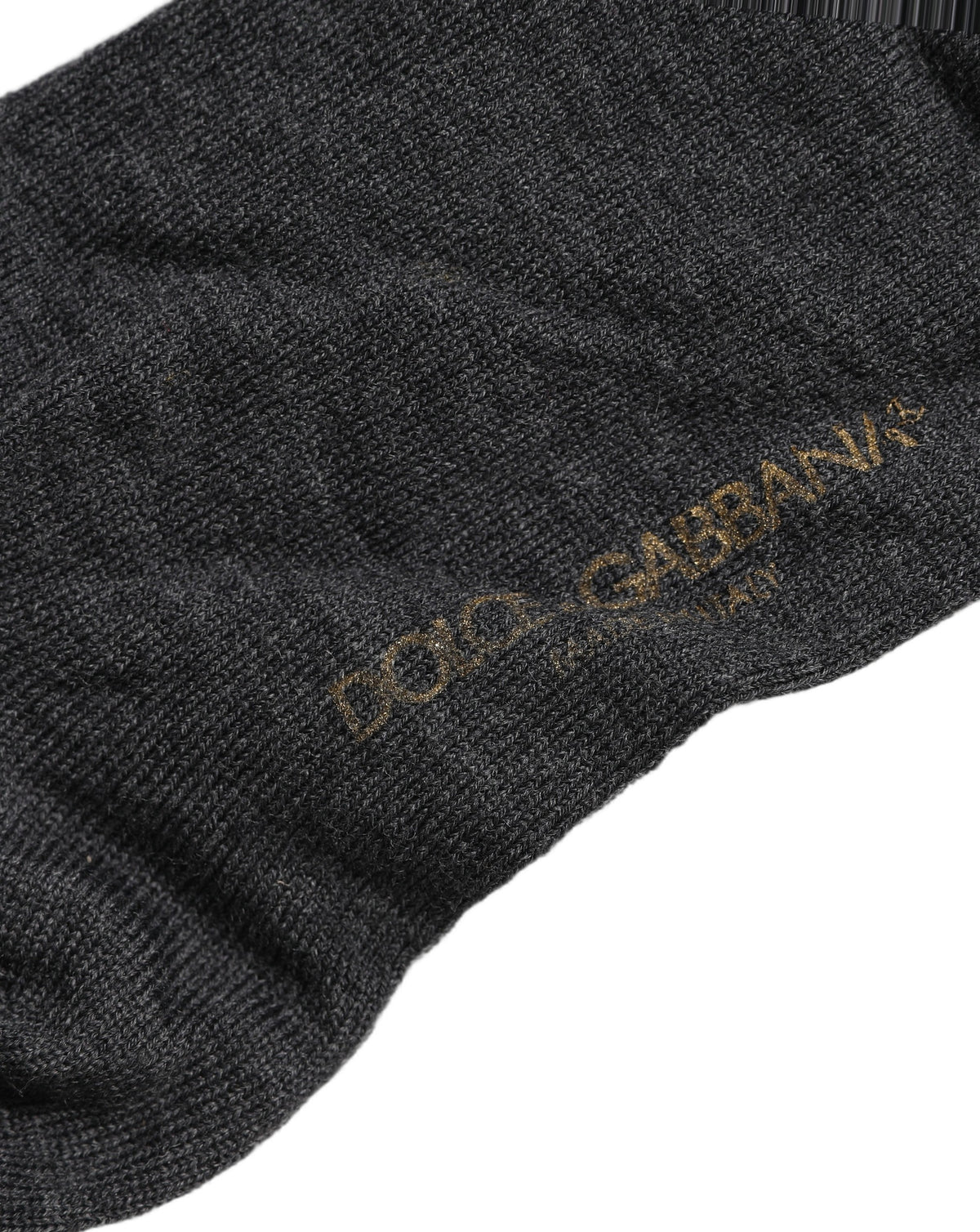 Dolce & Gabbana Women's Nylon Calf Leather & Virgin Wool Socks - Dark Gray Gold