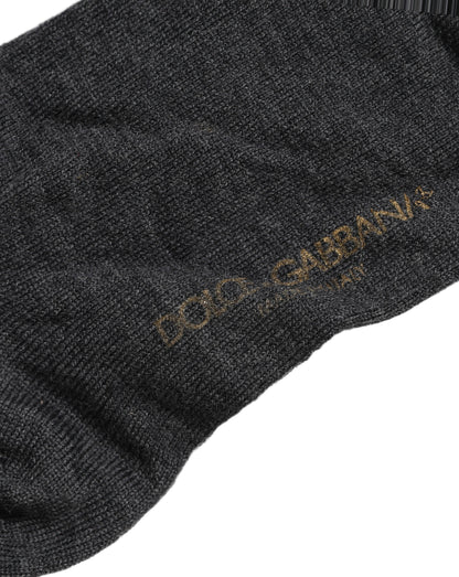 Dolce & Gabbana Women's Nylon Calf Leather & Virgin Wool Socks - Dark Gray Gold