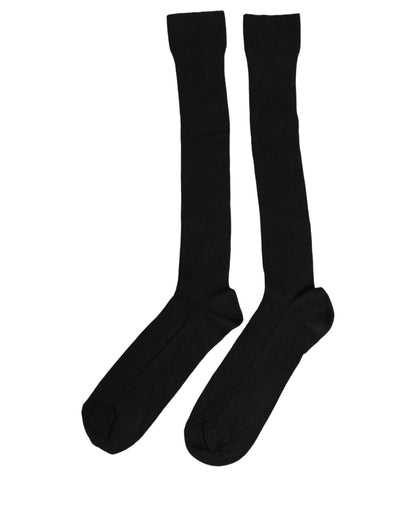 Socks by Dolce & Gabbana for women in nylon cotton & calf leather black features a contemporary knit construction, showcasing the sophisticated design of this Women's Nylon Cotton & Calf Leather Socks with its contemporary finish.