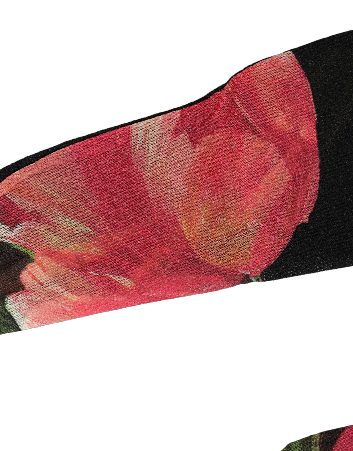 Dolce & Gabbana Women's Calf Leather & Nylon Socks - Black Multicolor Pink Floral Print