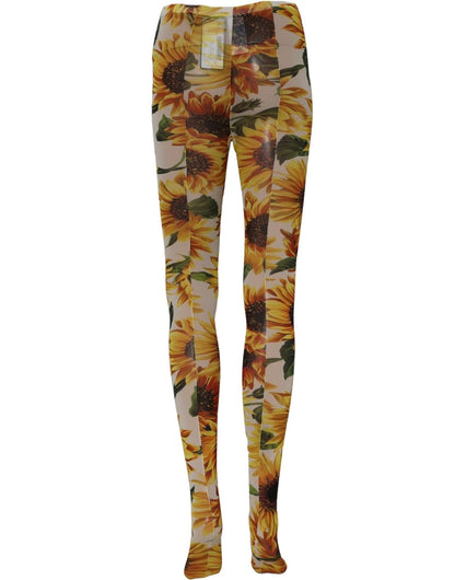 Dolce & Gabbana Women's Nylon Cotton & Calf Leather Hosiery - Brown Multicolor Floral
