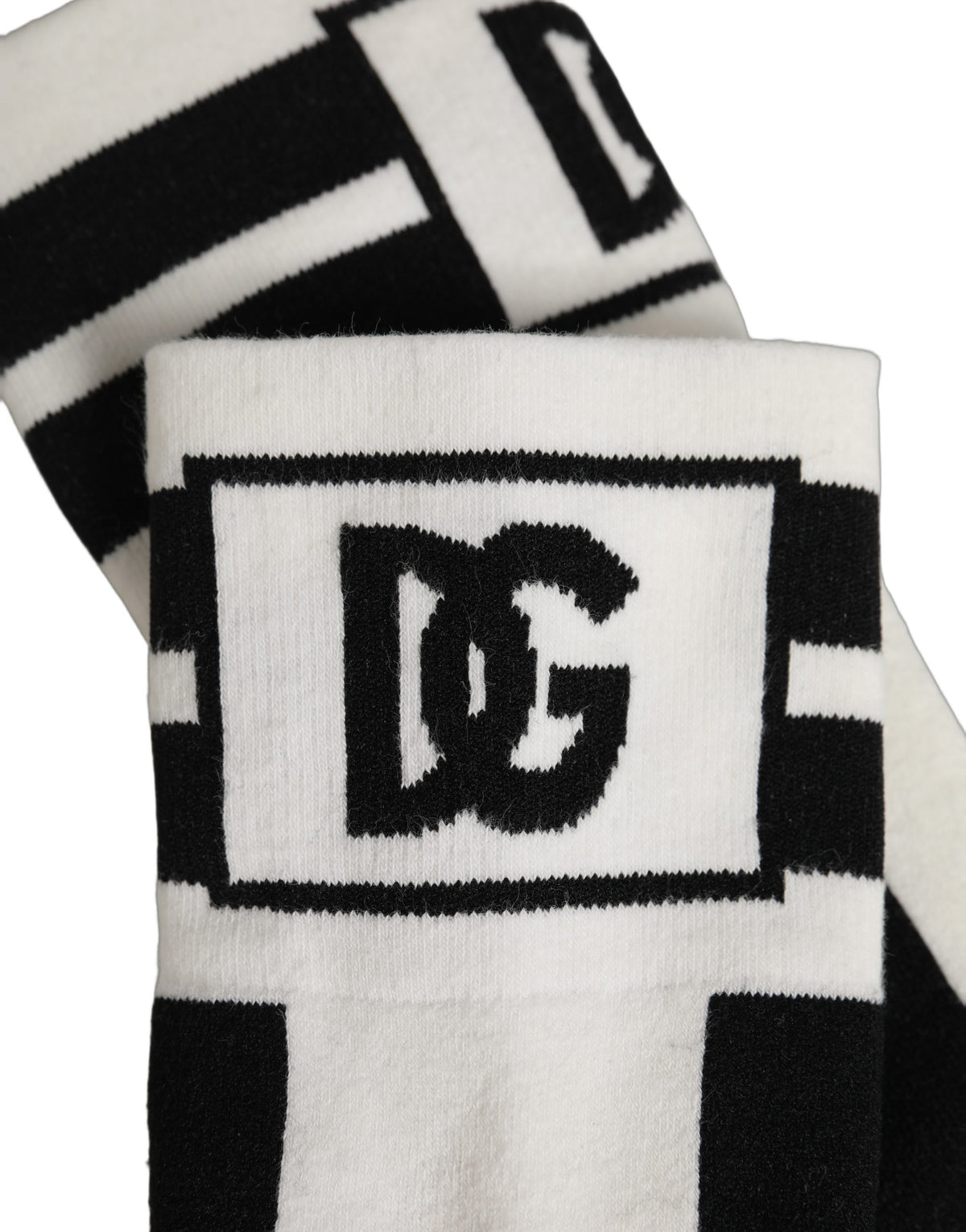Socks by Dolce & Gabbana for women in nylon cotton black, white & striped presents a perennial silhouette, artfully capturing the refined essence of the perennial Women's Nylon Cotton Socks design with a perennial finish.