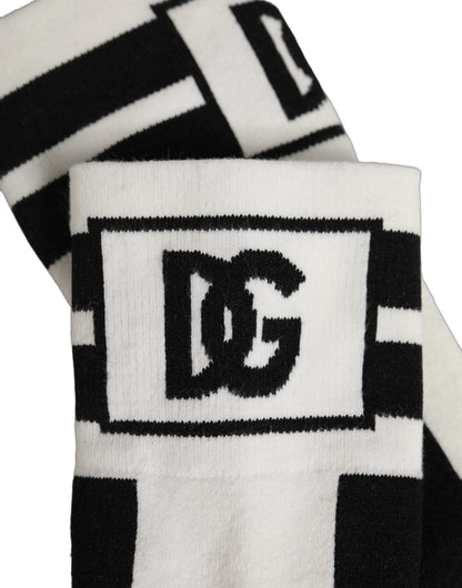 Socks by Dolce & Gabbana for women in nylon cotton black, white & striped presents a perennial silhouette, artfully capturing the refined essence of the perennial Women's Nylon Cotton Socks design with a perennial finish.