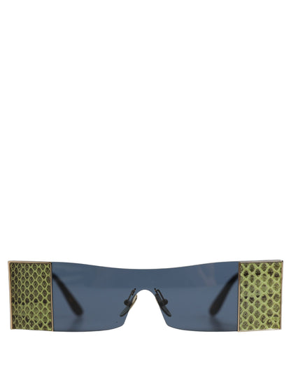 Dolce & Gabbana Rectangle Metal Sunglasses - Blue Gold Green Patterned