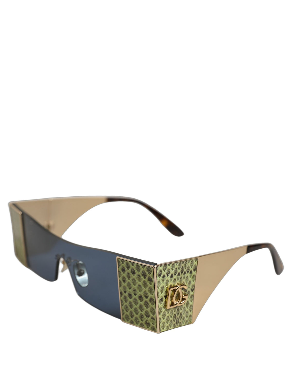 Dolce & Gabbana Rectangle Metal Sunglasses - Blue Gold Green Patterned