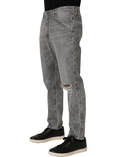 Jeans by Dolce & Gabbana for men in denim cotton gray & signature features a refined silhouette with a refined straight-leg, defined by a and a refined long for a refined finish.