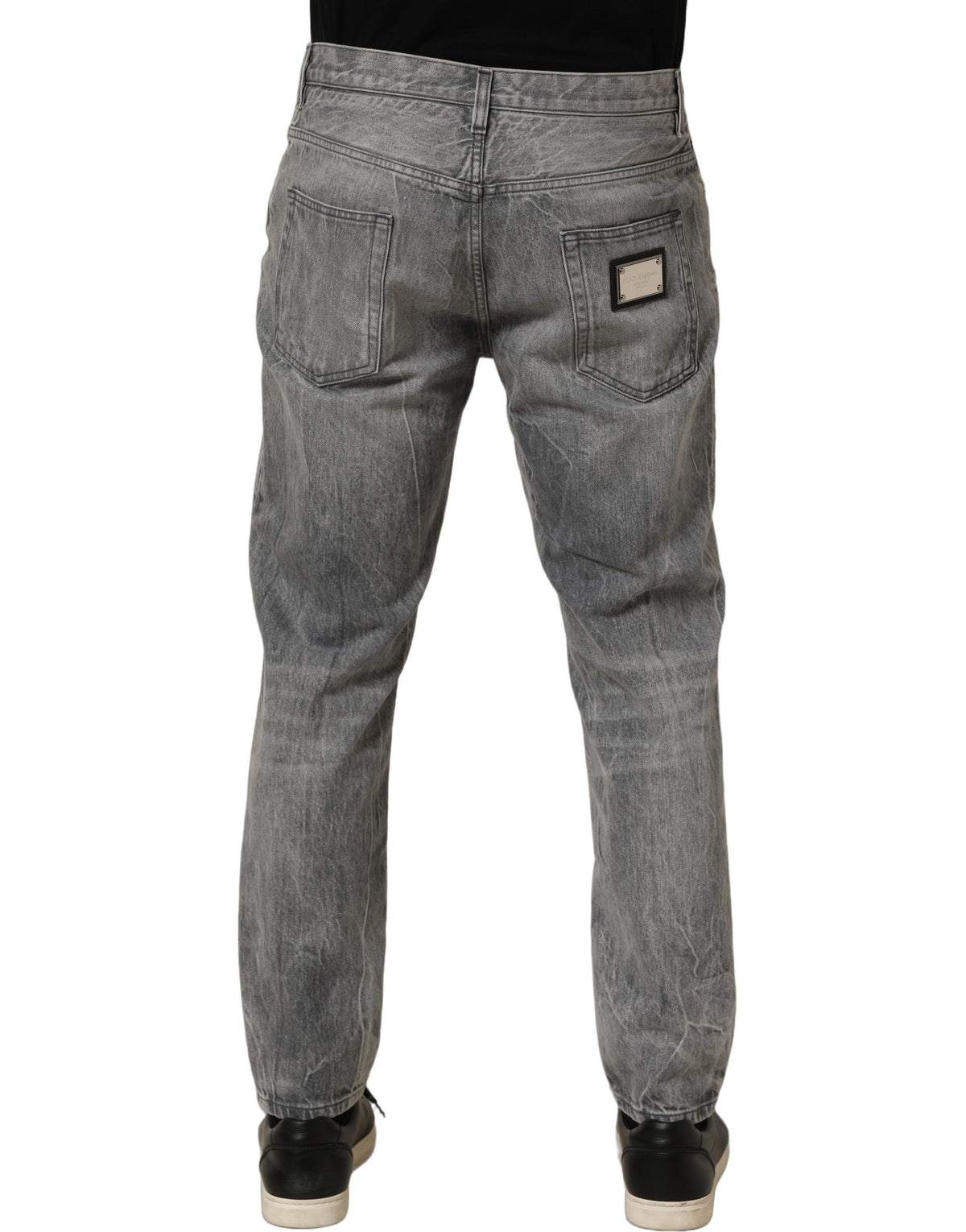 Jeans by Dolce & Gabbana for men in denim cotton gray & signature features an refined tailoring silhouette, showcasing a premium straight-leg with a and long cut for a refined tailoring look.