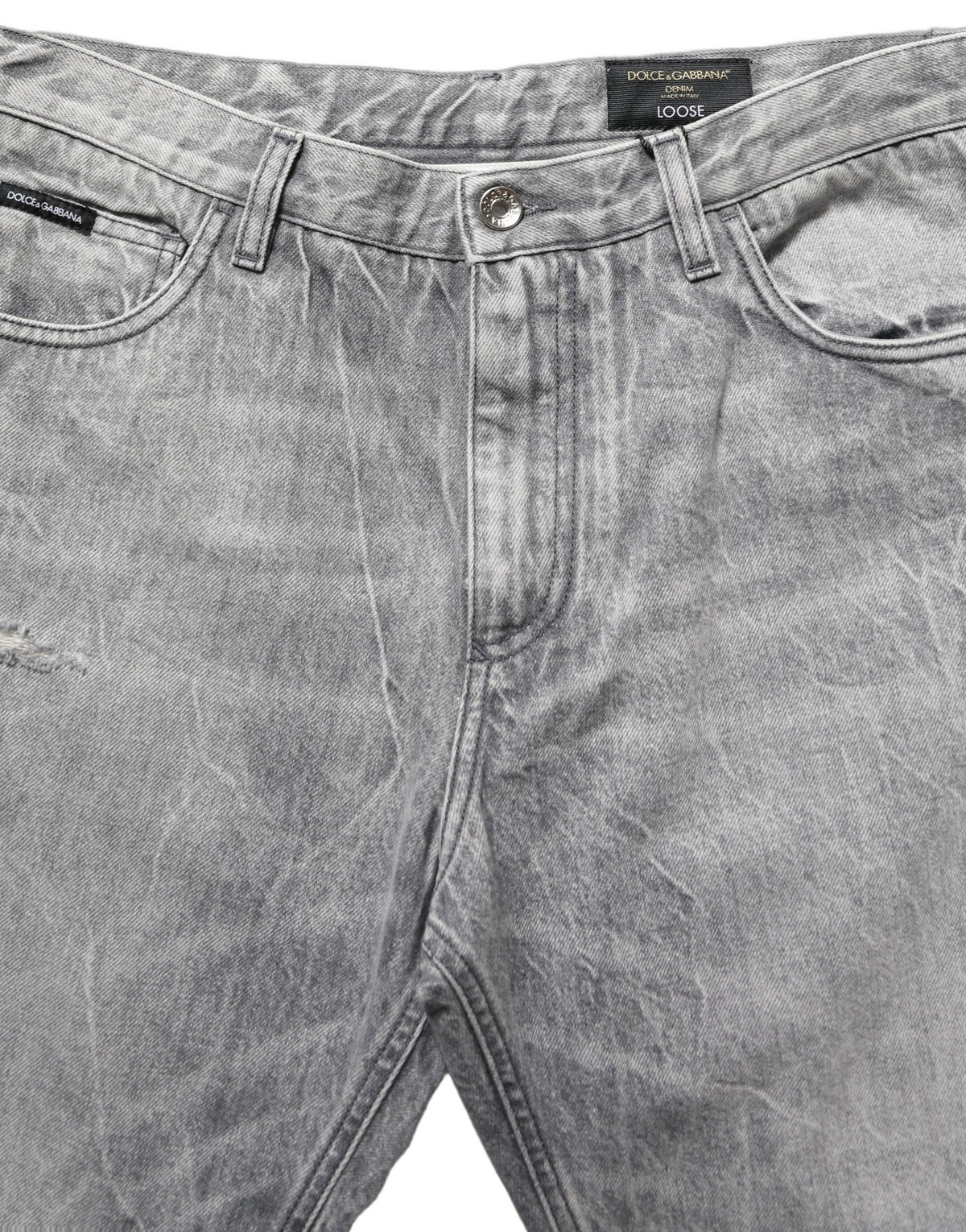 Jeans by Dolce & Gabbana for men in denim cotton gray & signature presents a tailored silhouette, showcasing a tailored straight-leg and long cut with a refined for a truly tailored aesthetic.
