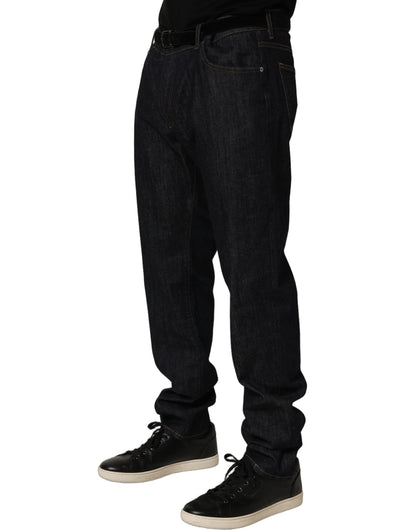 Jeans by Dolce & Gabbana for men in stretch denim cotton dark-gray & signature features an refined tailoring silhouette, showcasing a premium skinny & slim with a and long cut for a refined tailoring look.