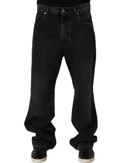 Dolce & Gabbana Dark Gray Cotton WideLeg Oversize Denim Jeans