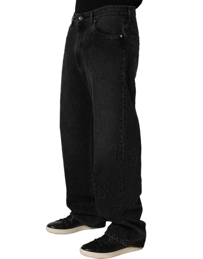 Dolce & Gabbana Dark Gray Cotton WideLeg Oversize Denim Jeans