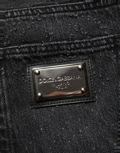 Dolce & Gabbana Dark Gray Cotton WideLeg Oversize Denim Jeans