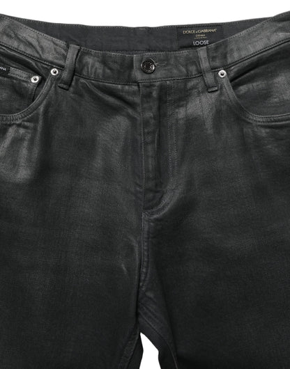 Dolce & Gabbana Dark Gray Cotton Loose Fit Men Denim Jeans