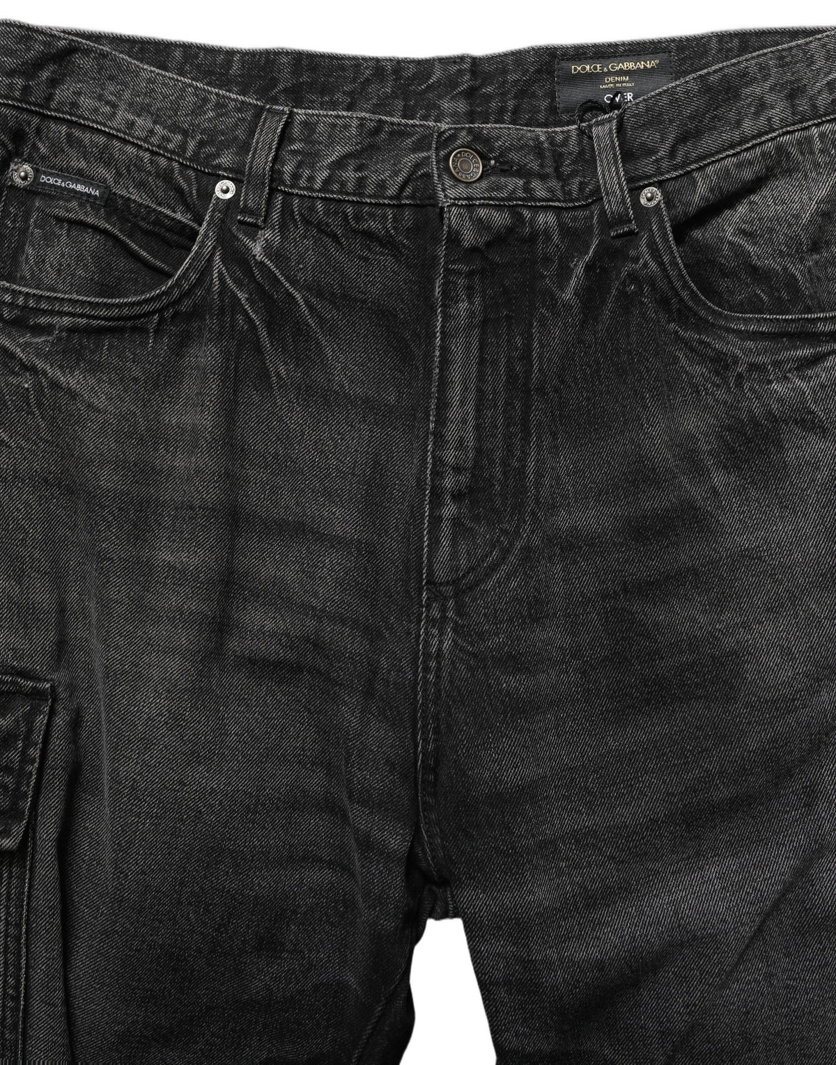 Jeans by Dolce & Gabbana for men in denim cotton dark-gray & signature features a refined silhouette with a refined relaxed-fit & wide, defined by a and a refined long for a refined finish.