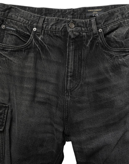 Jeans by Dolce & Gabbana for men in denim cotton dark-gray & signature features a refined silhouette with a refined relaxed-fit & wide, defined by a and a refined long for a refined finish.
