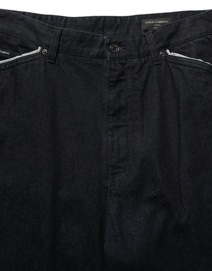 Dolce & Gabbana Black Cotton Stretch Straight Men Denim Jeans