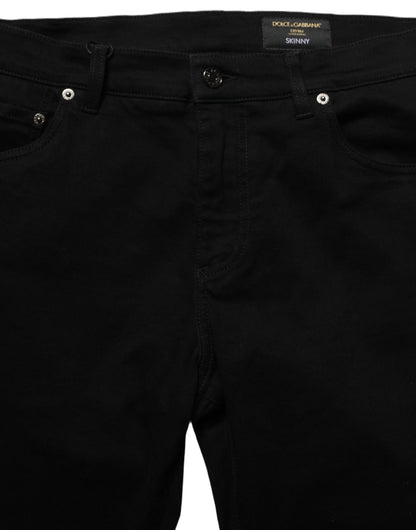 Jeans by Dolce & Gabbana for men in stretch denim cotton black & signature presents a refined pantology silhouette, artfully defined by a refined pantology skinny, long, and a sophisticated .