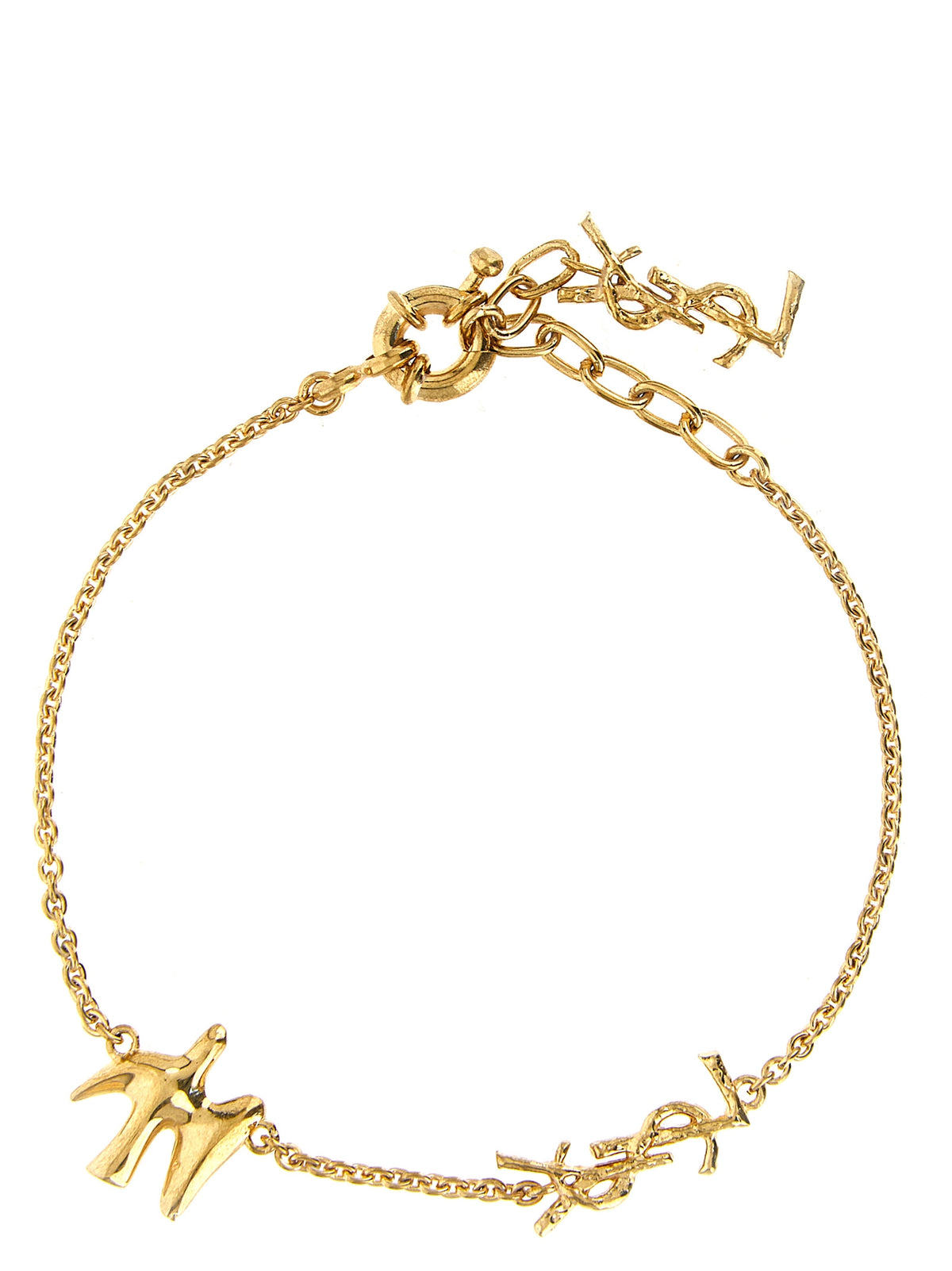 Saint Laurent Cassandre Women's Chain Charm Gold Brass Bracelet - Gold
