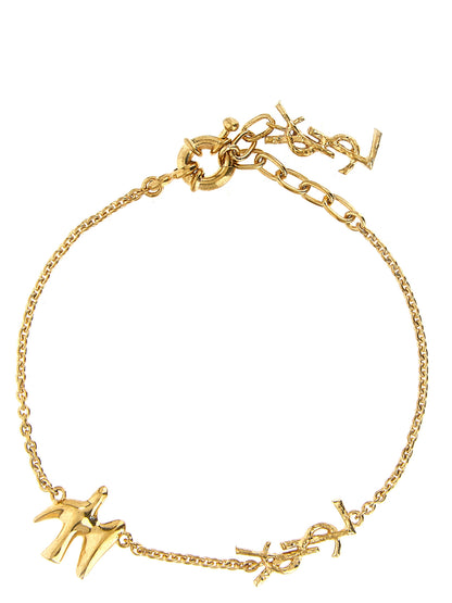 Saint Laurent Cassandre Women's Chain Charm Gold Brass Bracelet - Gold