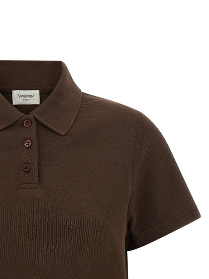 Saint Laurent Brown Cotton Polo Shirt