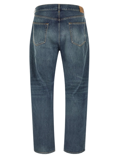 Saint Laurent Blue Cotton Straight-Leg Jeans