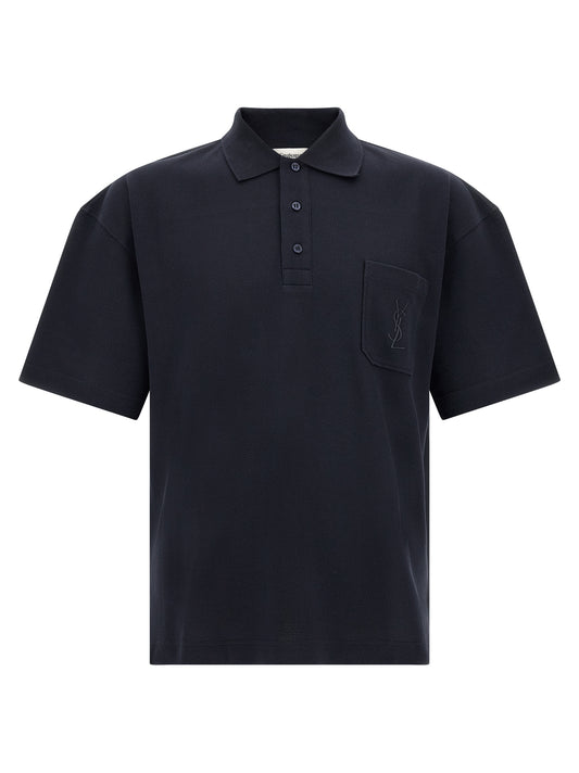 Saint Laurent Blue Cotton Polo Shirt
