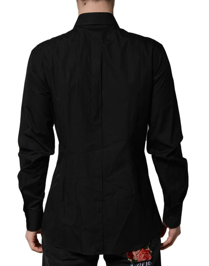Dress Shirt by Dolce & Gabbana for men in cotton & crystal black, gold & red presents a discerning silhouette, showcasing a sophisticated and for a truly discerning finish.