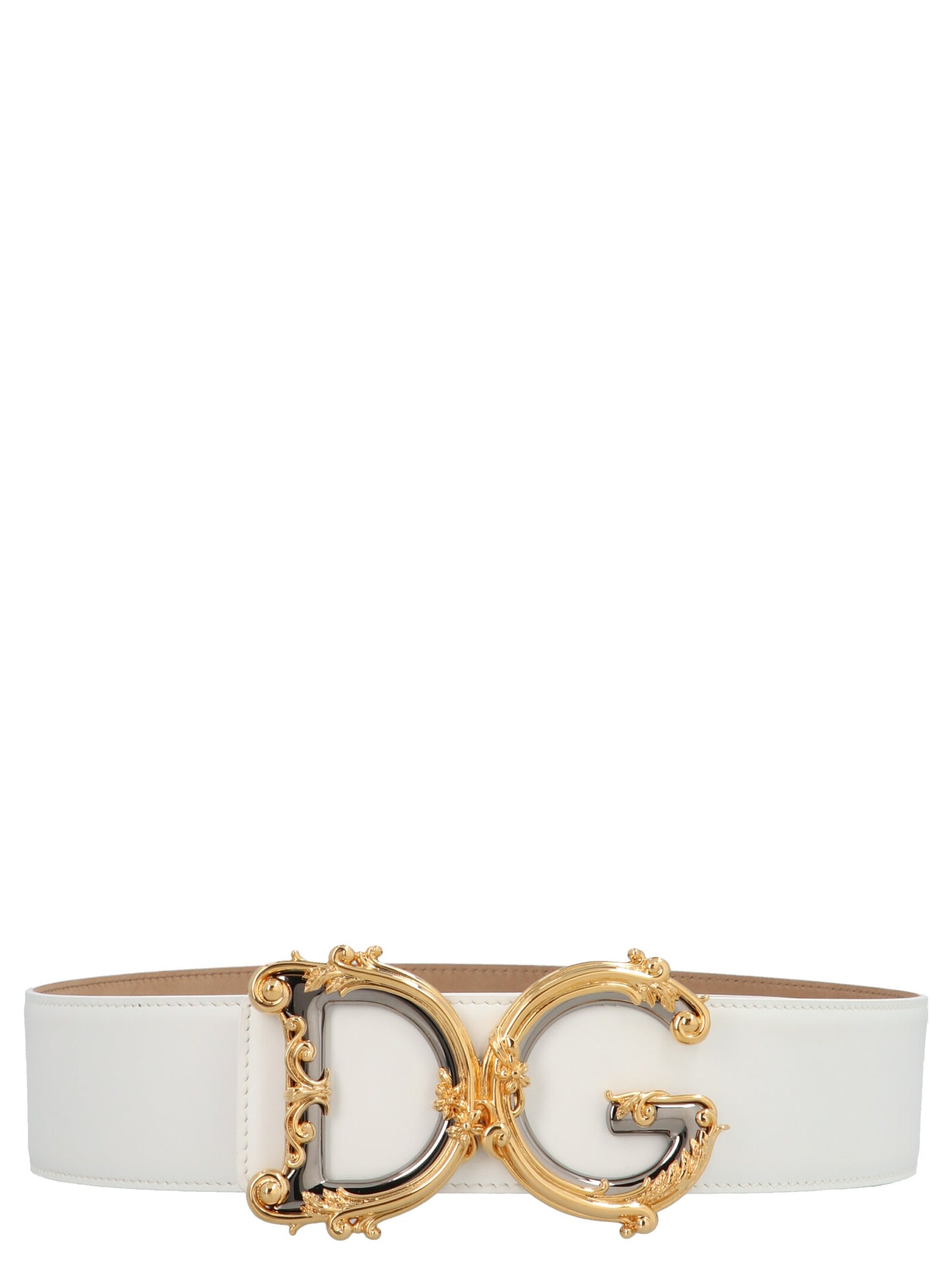 Dolce & Gabbana White Calfskin High-Waist Belt