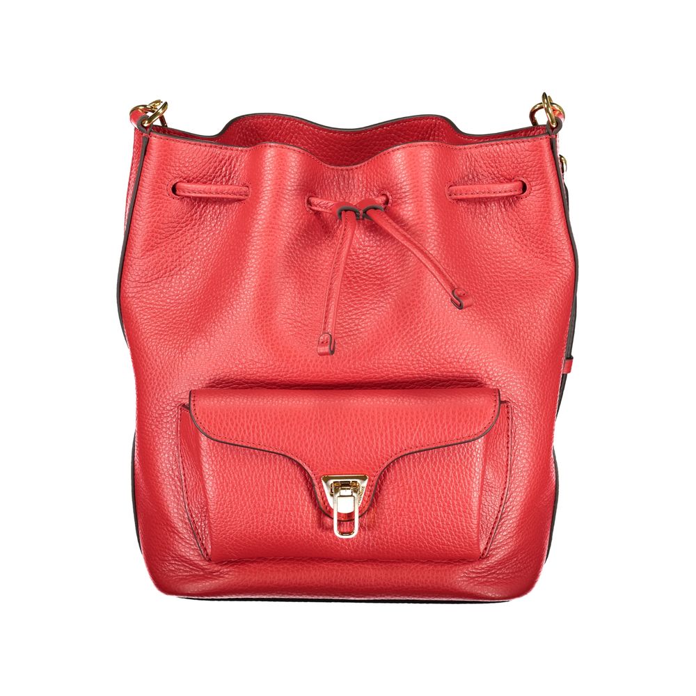 Bucket Handbag by Coccinelle for women in leather red presents a ornamental silhouette, showcasing a secure drawstring, ample external-pockets & internal-pockets, and versatile shoulder-strap & adjustable-strap for a ornamental finish.