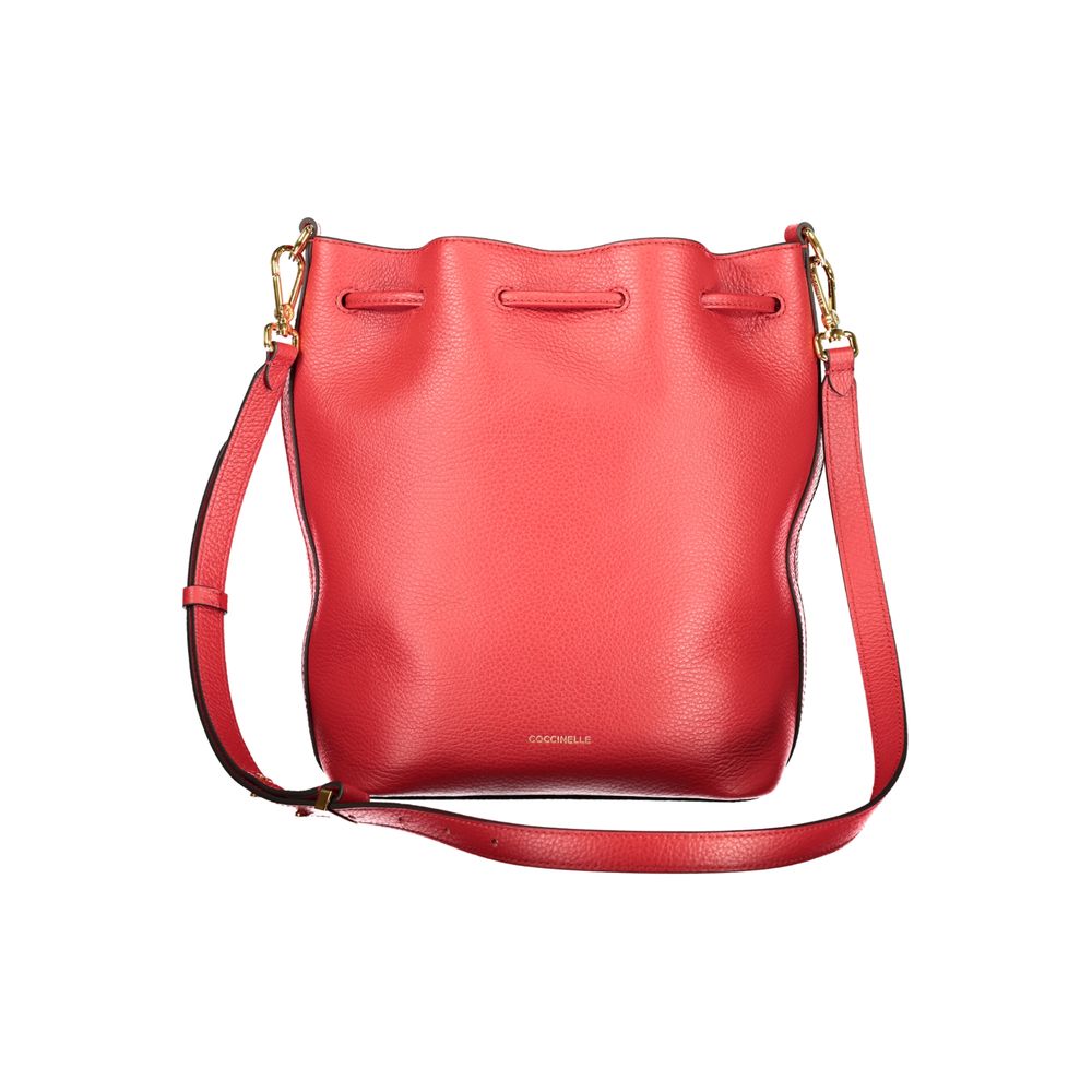 This Bucket Handbag by Coccinelle for women in leather and red presents a sculptural silhouette featuring a secure drawstring, ample external-pockets & internal-pockets, and versatile shoulder-strap & adjustable-strap for a sculptural finish.