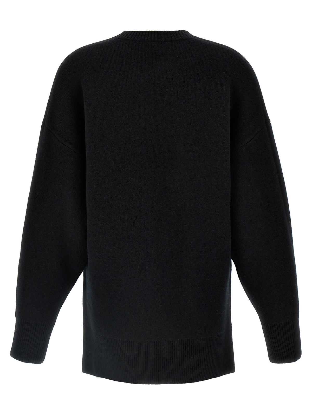 Cardigan by TOTEME for women in wool & polyester black presents a textural silhouette, artfully finished with a textural crew neckline and for a sophisticated, textural look.