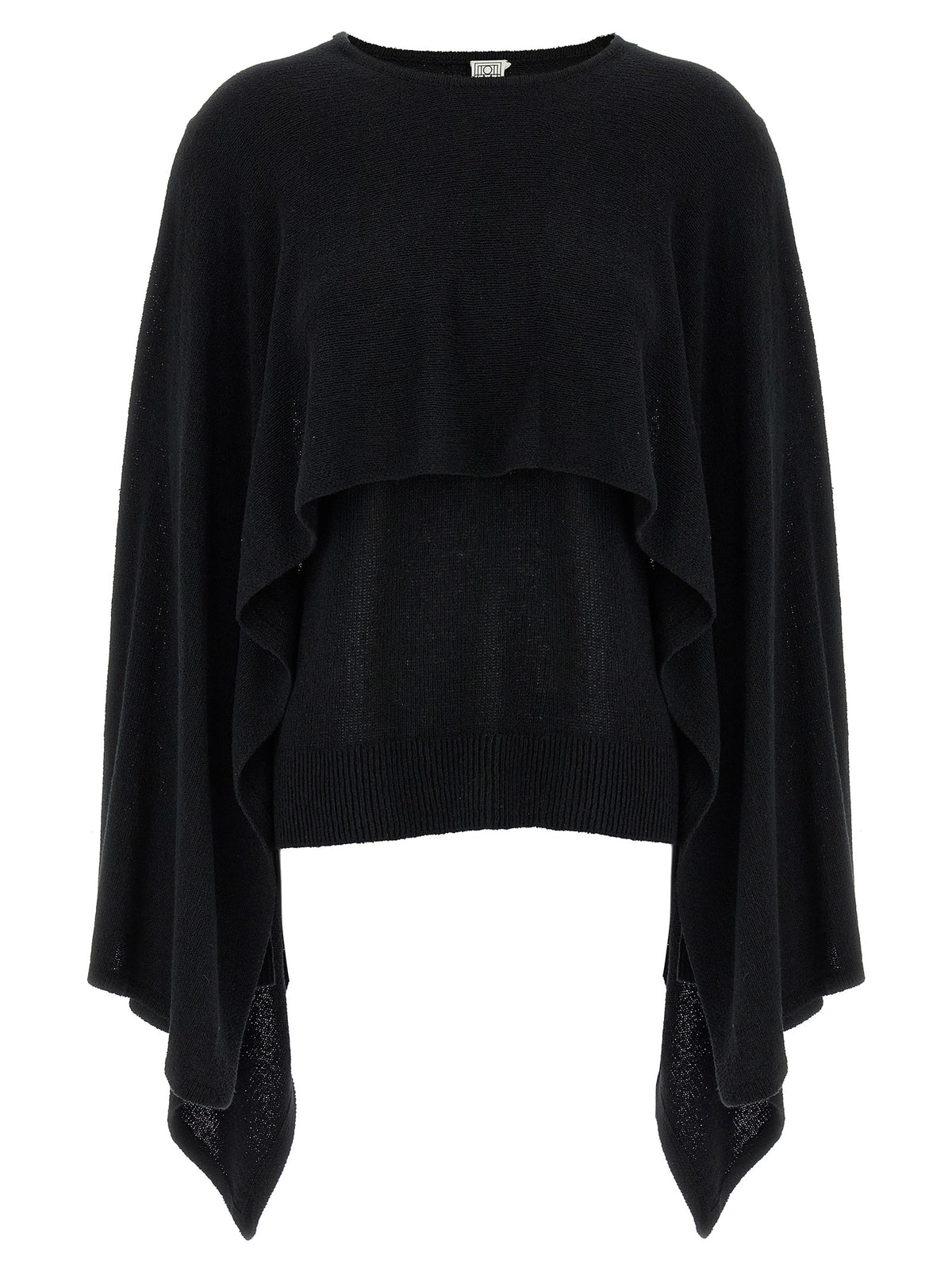 Cardigan by TOTEME for women in silk black showcases a captivating silhouette, artfully detailed with a captivating long-sleeve and crew neckline for a truly sophisticated captivating look.