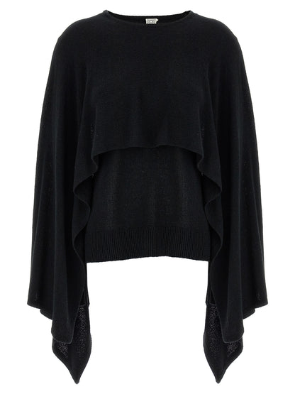 Cardigan by TOTEME for women in silk black showcases a captivating silhouette, artfully detailed with a captivating long-sleeve and crew neckline for a truly sophisticated captivating look.