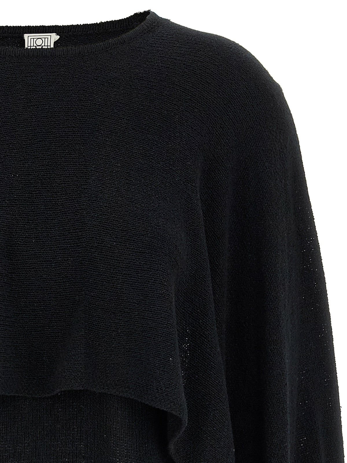 Cardigan by TOTEME for women in silk black features an crisp silhouette, showcasing a sophisticated crew neckline and detail for a truly crisp finish.