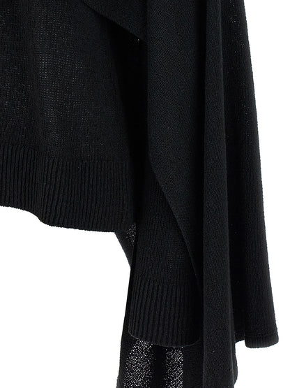 Cardigan by TOTEME for women in silk black presents a textural silhouette, artfully finished with a textural crew neckline and for a sophisticated, textural look.