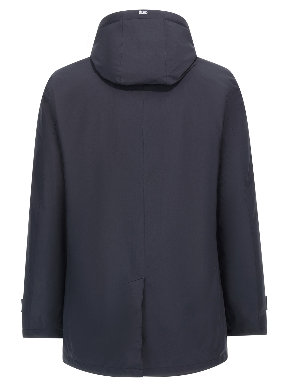 Hooded Parka by Herno for men in polyester nylon & goose-down blue features an avant garde silhouette, showcasing refined water-resistant, windproof, hooded & insulated and a sophisticated hooded shirt-collar neckline for a polished look.