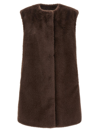 Vest by Herno for women in polyester beaver hair & fur brown features a enviable silhouette, elegantly detailed with a enviable round neckline and functional pockets for a enviable finish.