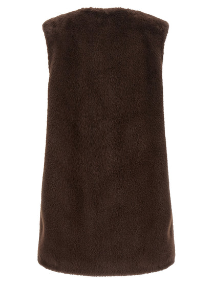 Vest by Herno for women in polyester beaver hair & fur brown features an contemporary silhouette, showcasing refined pockets and a contemporary round neckline for a sophisticated layered look.