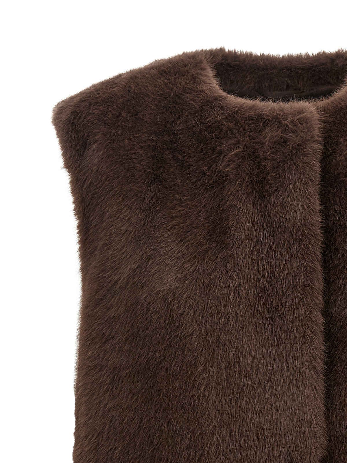 Vest by Herno for women in polyester beaver hair & fur brown features a stylish silhouette, showcasing distinct pockets and a refined round neckline for a truly stylish finish.