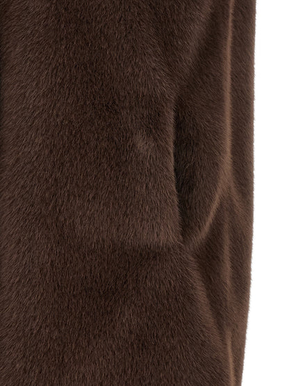 Vest by Herno for women in polyester beaver hair & fur brown showcases a dynamic silhouette, perfectly balancing pockets with a dynamic for a sophisticated, high-fashion look.