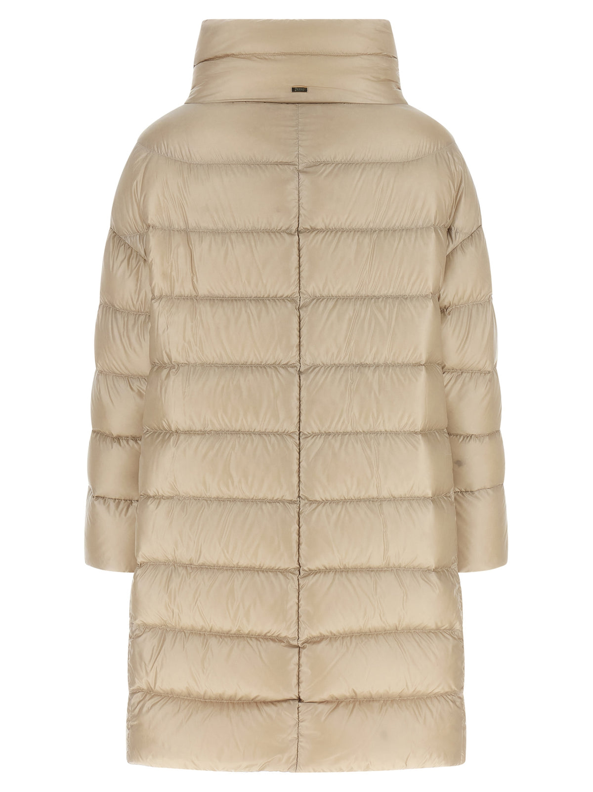 Puffer Jacket by Herno for women in nylon polyamide & silk beige features a dramatic silhouette, showcasing a sophisticated and distinctive insulated for a dramatic aesthetic.